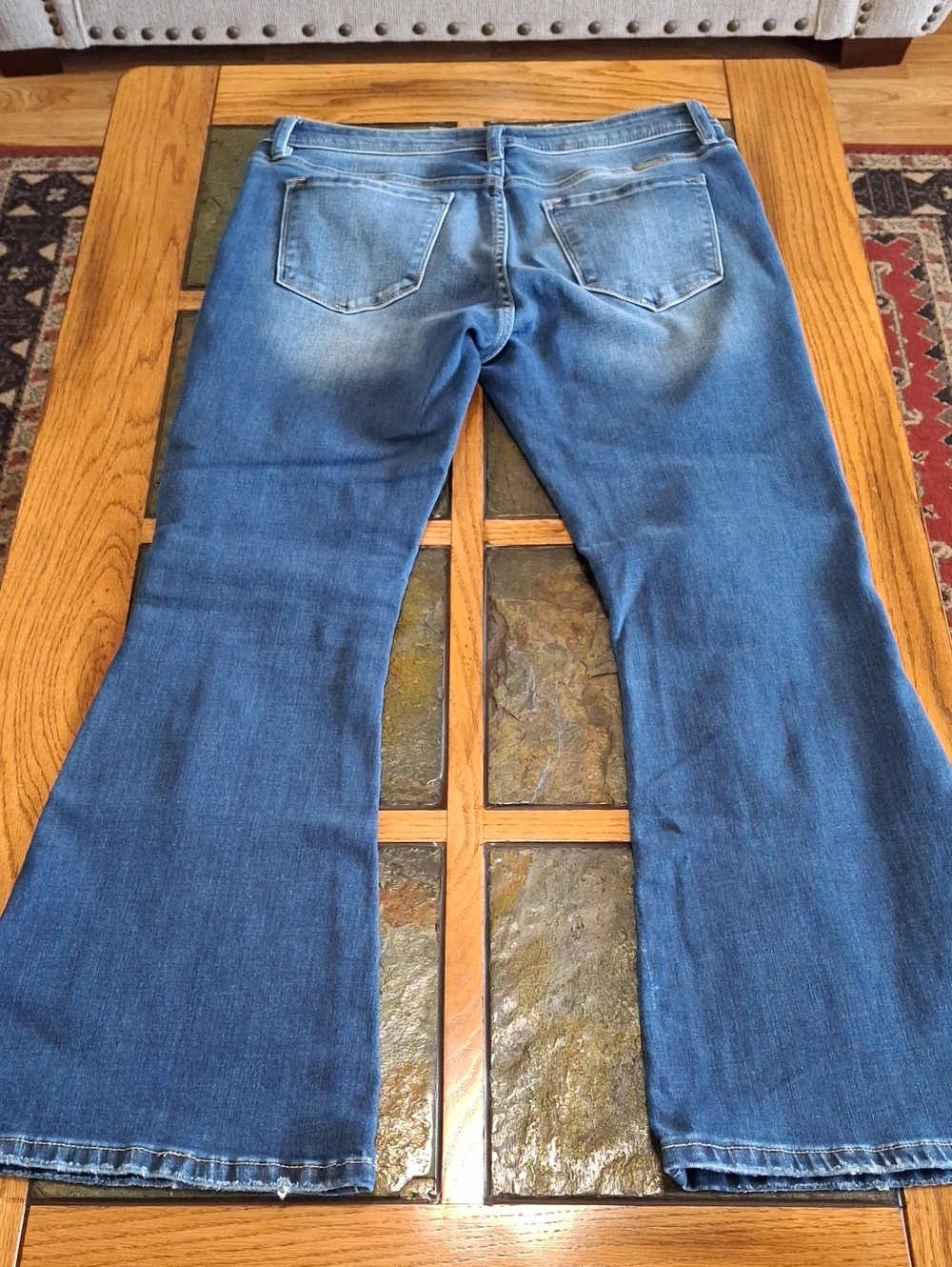 KanCan Medium Blue Distressed Flare Leg Jeans - Picture 5 of 9